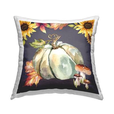 Stupell Industries Autumnal Sunflowers Woodland Mushrooms Printed Throw Pillow Design by ND Art