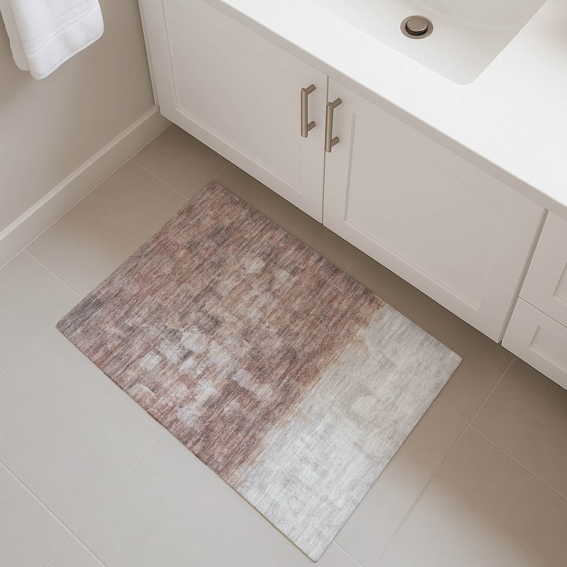 Premium Washable Super Soft Ombre Brushstrokes Mayfield Rug - Paprika - 1'8" x 2'6"