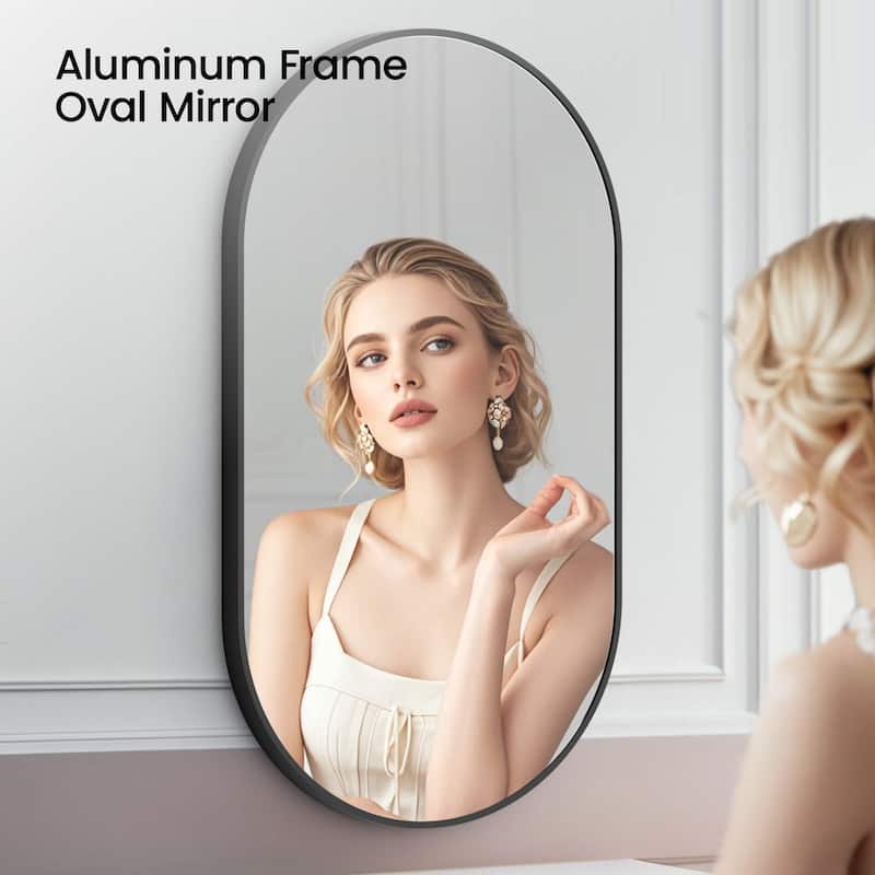 20 x 36 Inch Shatterproof Wall Mount Metal Frame Mirror