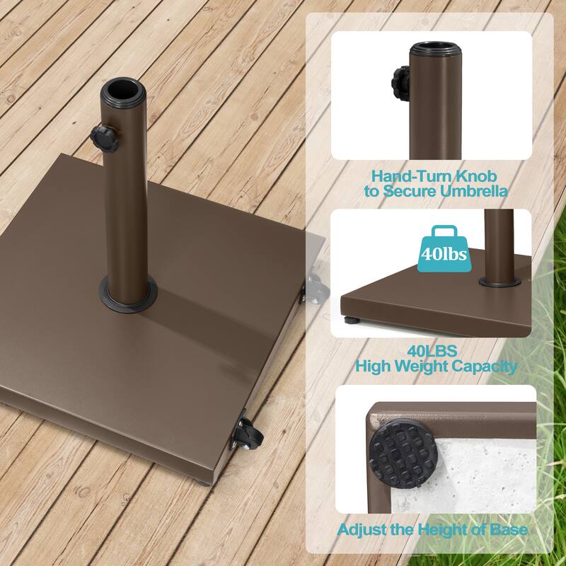 Outdoor Umbrella Base Stand Square Weighted for Patio Market Umbrella