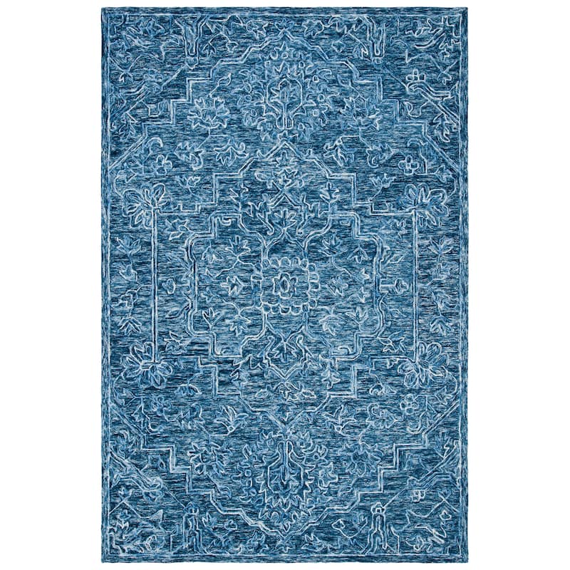 SAFAVIEH Handmade Metro Rabiye French Country Wool Rug - 6' Square - Blue