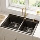 preview thumbnail 18 of 17, Karran Drop-In Quartz 33 in. 1-Hole 60/40 Double Bowl Kitchen Sink Kit