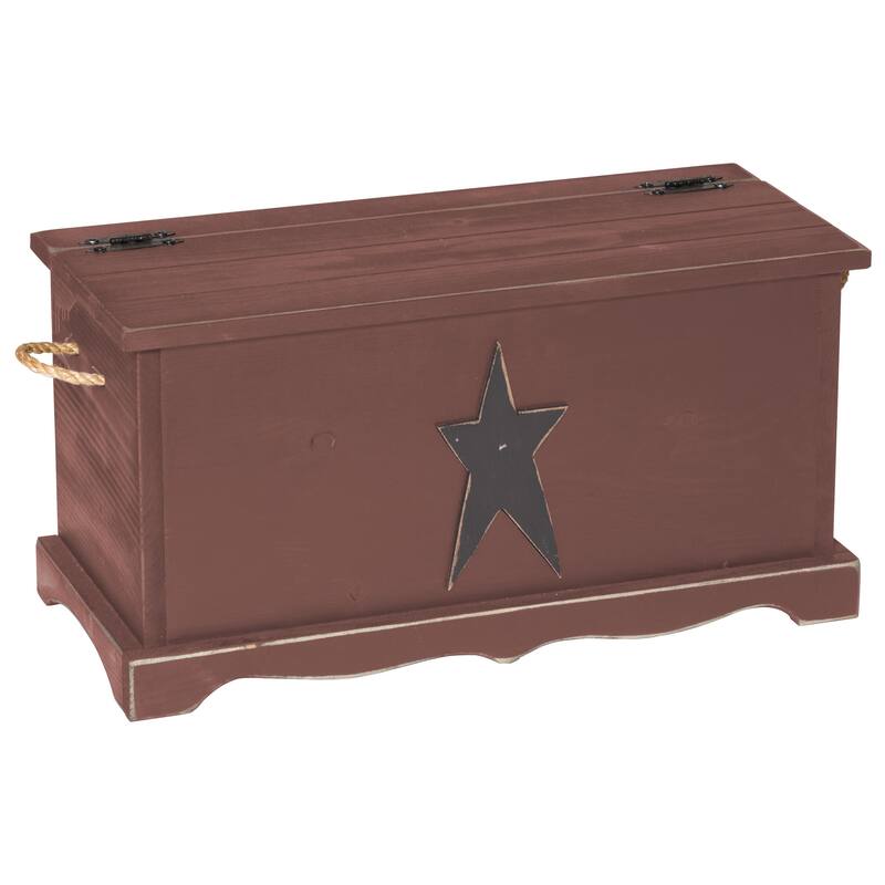 Farmhouse Storage Chest with Rustic Star - Burgundy