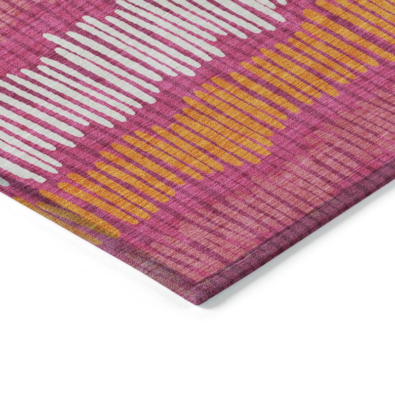 Machine Washable Indoor/ Outdoor Chantille Abstract Stripe Rug