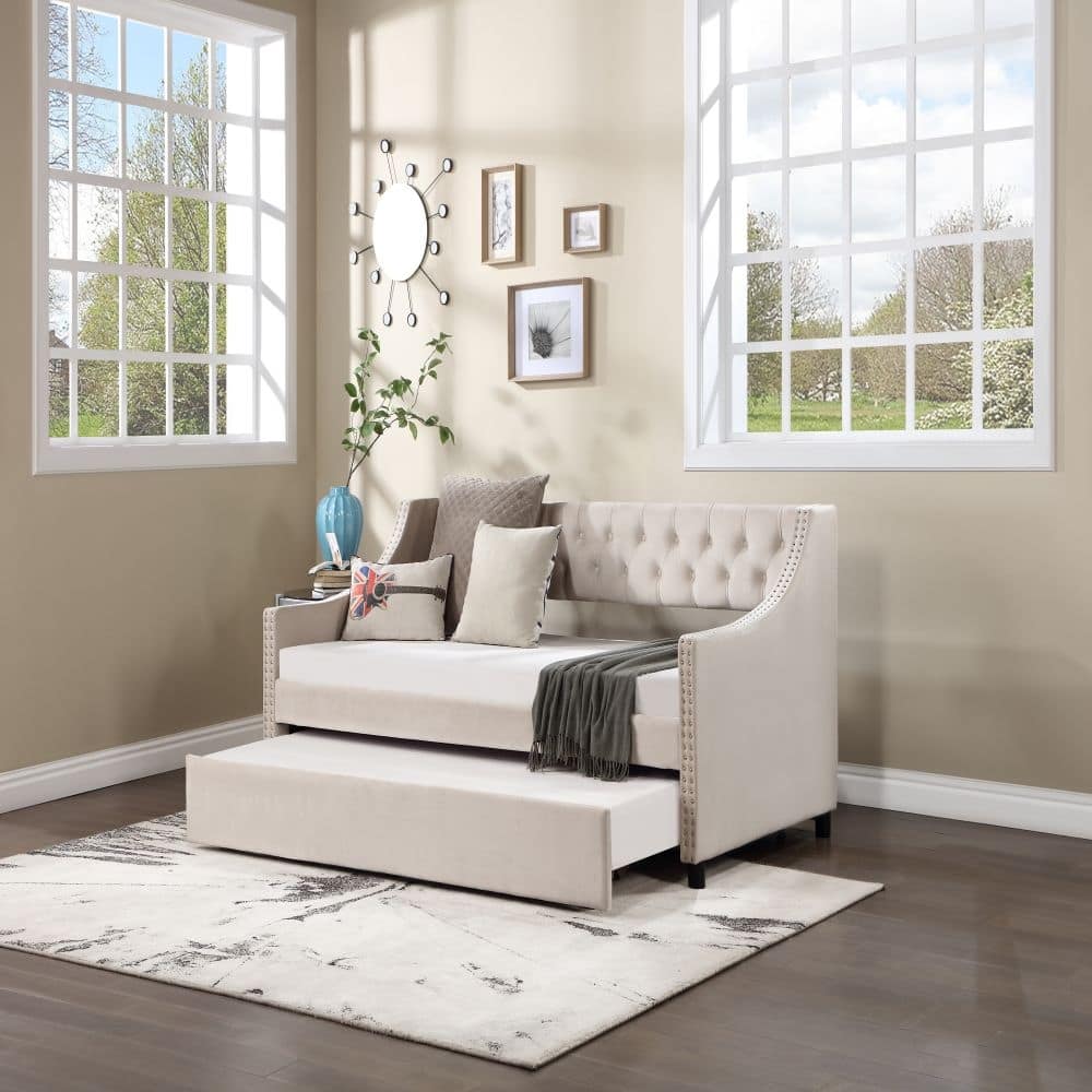 Twin Size Upholstered Daybed with Trundle