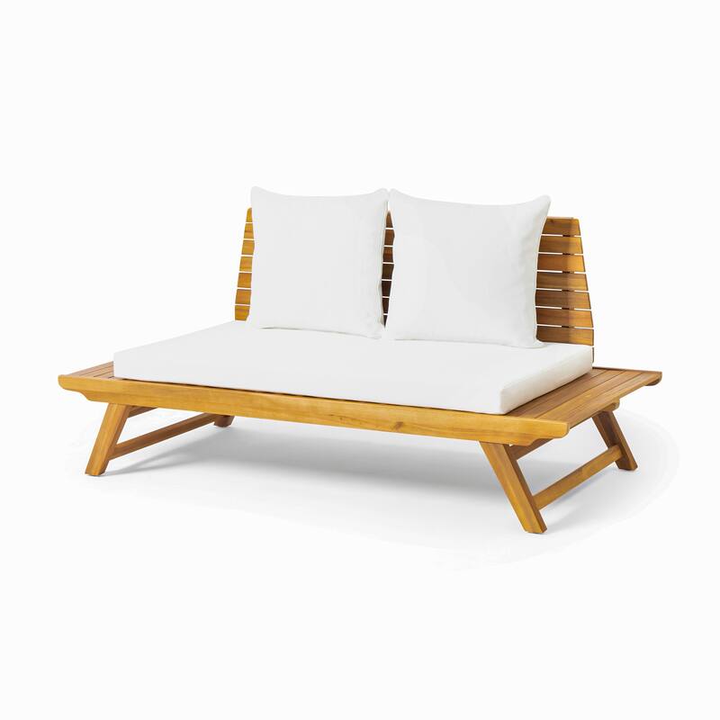 Sedona Outdoor 4 Seater Acacia Wood Chat Set with Side Table and Coffee Table by Christopher Knight Home