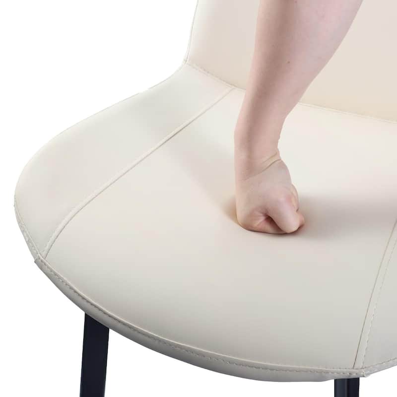 4-Piece Set, Modern PU Leather Dining Chairs Upholstered Dining Chairs with Metal Legs, for Kitchens and Dining Rooms, Beige