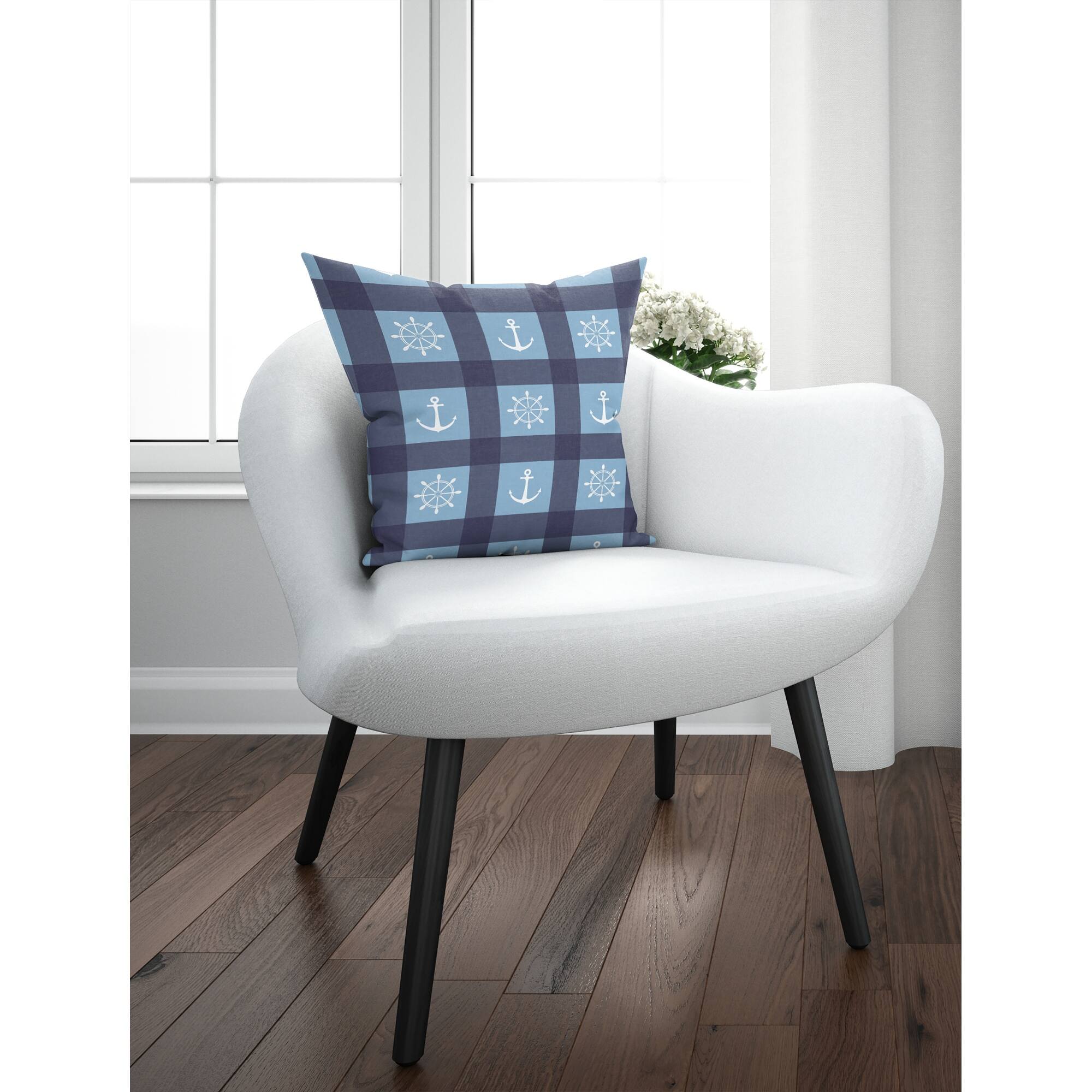ANCHOR GALORE NAVY AND LIGHT BLUE Accent Pillow By Kavka Designs Bed