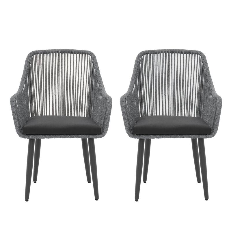 Patio Wicker Cushioned Dining Chairs (Set of 2)