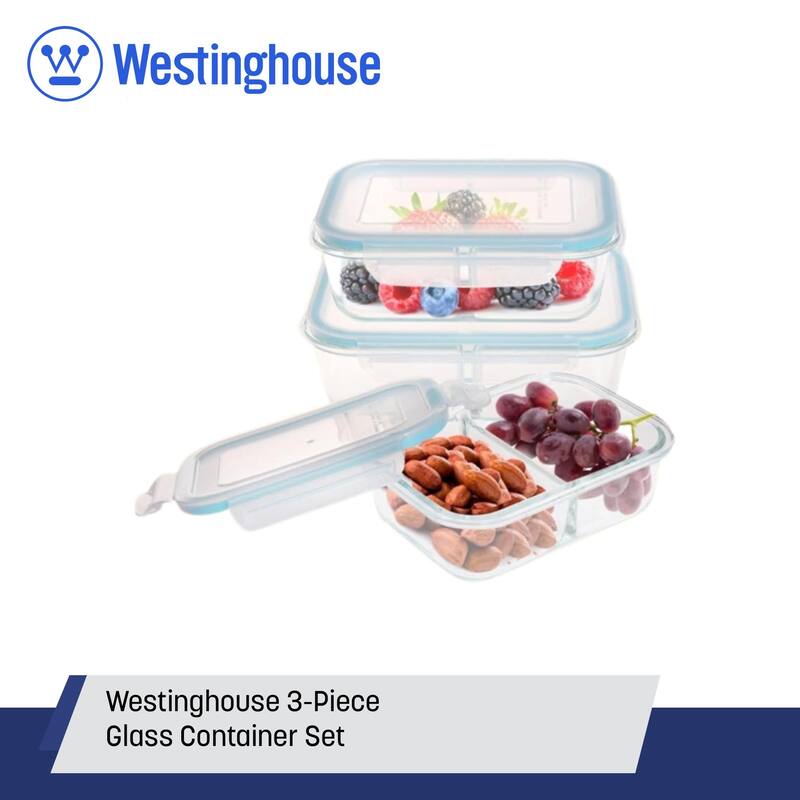 Westinghouse 3-Piece Glass Food Storage Container Set - 1050ml Each