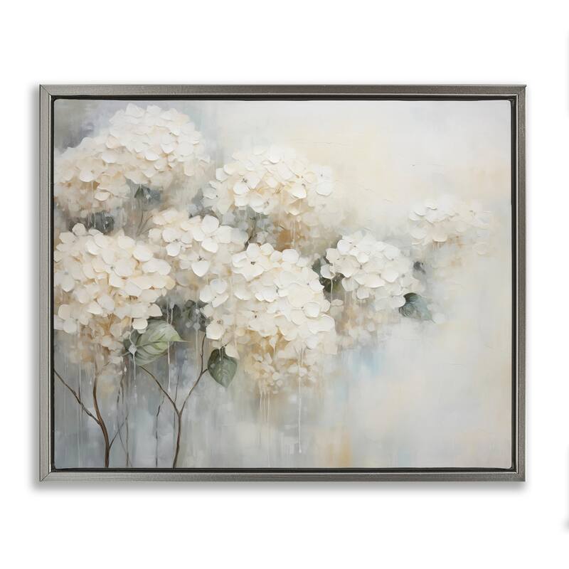 Stupell Subtle Fading White Hydrangeas Framed Floater Canvas Wall Art Design By Arlington Prints - 31 x 25 - Grey