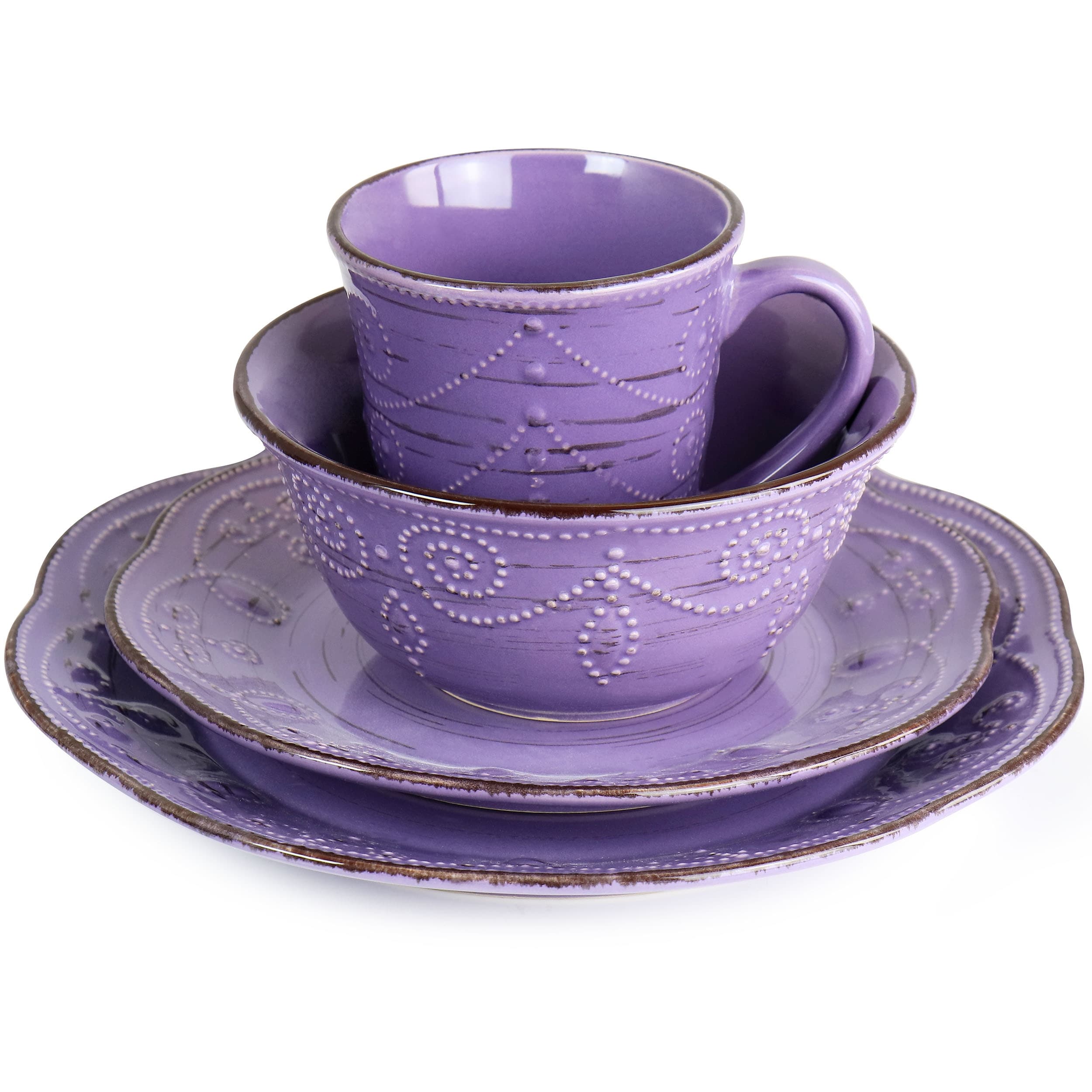 Stoneware Dinnerware 16 Piece Set in Royal Iris On Sale Bed Bath Beyond 37423713