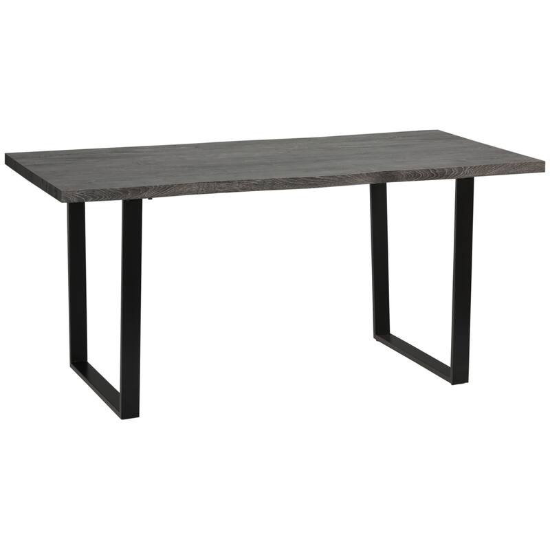 HOMCOM 63" Dining Table, Industrial Kitchen Table with Wave-edged Tabletop and Steel Legs for Up to 6 People, Grey