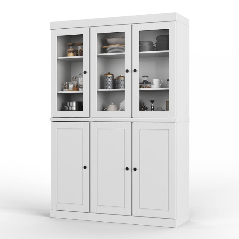 Palace Imports 100% Solid Wood Pantry China Cabinet, Raised Panel & Clear Glass Doors, 48.5" Wide, 71.5" Tall - 48.5" x 71.5"
