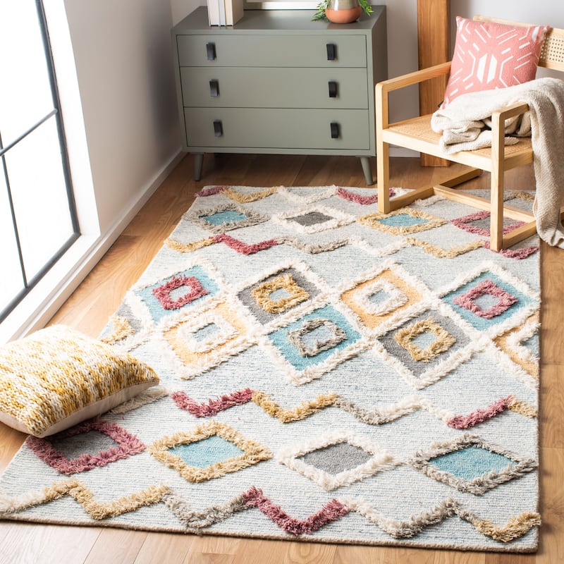 SAFAVIEH Handmade Kenya Kiara Modern Wool Rug - 6' x 9' - Grey/Ivory