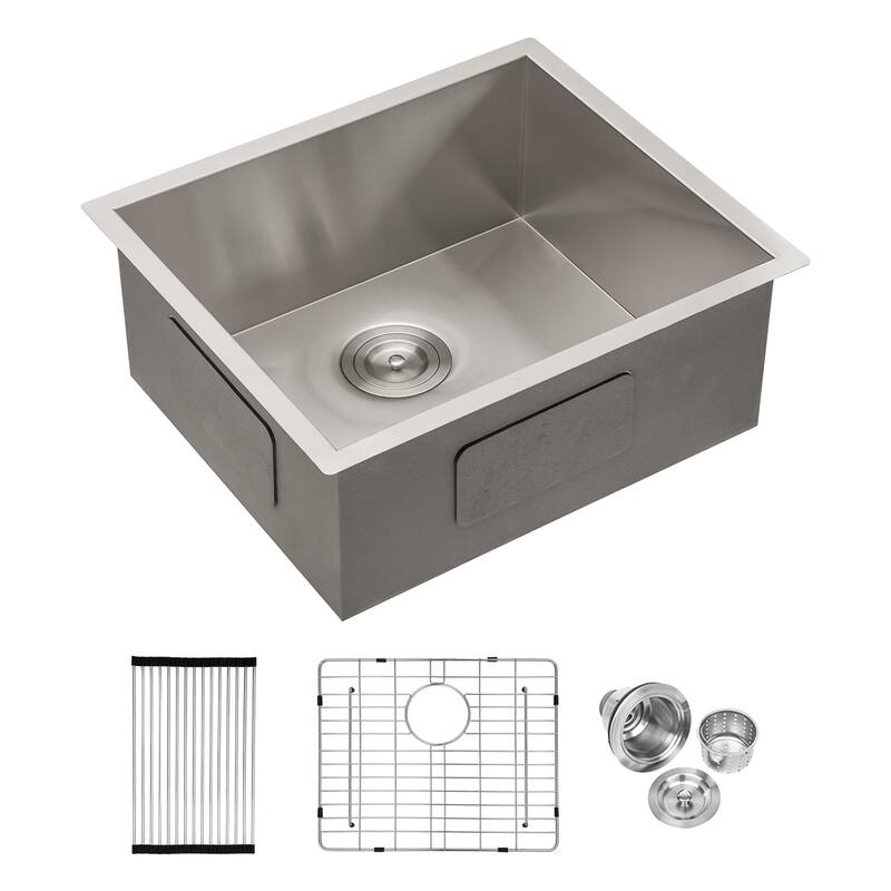 Undermount 16 Gauge Single Bowl Stainless Steel Kitchen Sink in Brushed Nickel