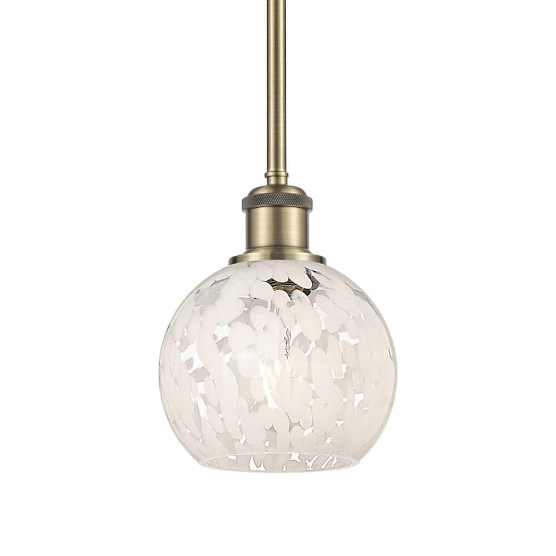Innovations Lighting 516-1S-8-6 White Mouchette Pendant White - Antique Brass / White Mouchette
