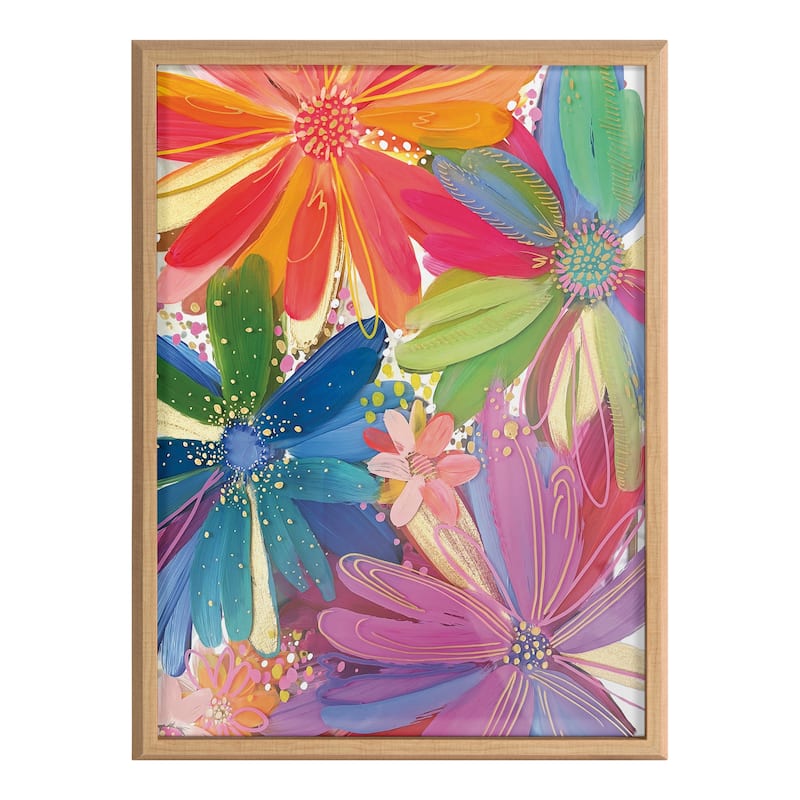 Kate and Laurel Blake Flowers Framed Printed Glass by Jessi Raulet