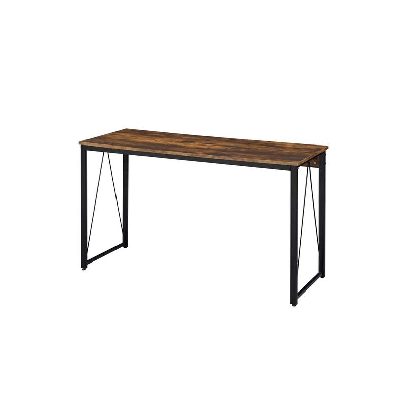 Retro Writing Desk Weathered Oak Black Finish Small Space Desk Home Office Desk