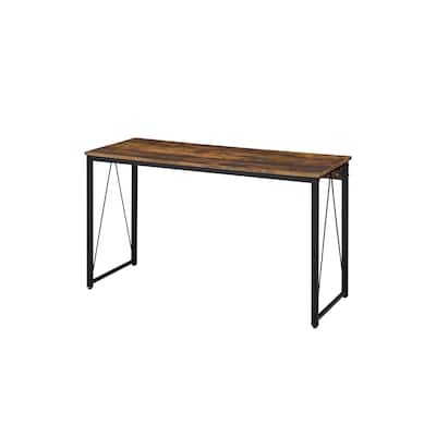 Retro Writing Desk Weathered Oak Black Finish Small Space Desk Home Office Desk