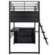 preview thumbnail 20 of 22, Twin/Full Size Loft Bed with LED Light and Bulit-in Desk, Metal Gaming Loft Bedframe with 4 Storage Shelves and Ladder