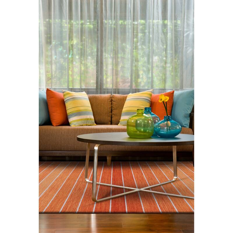 Tavana Handmade Serape Wool Rug, Ombre Aqua Blue, Area Rug
