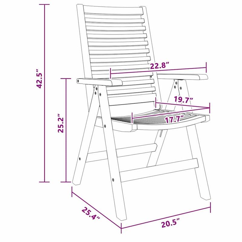 vidaXL Garden Chair Brown 52 x 64.5 x 108 cm Solid teak wood - 20.5 x 25.4 x 42.5 in