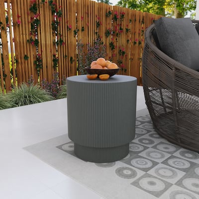 Eden 14-Inch Wide Round Side Table in Fiberstone Accent End Table for Indoor and Outdoor