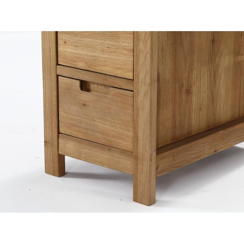 Solid Wood End Table with Drawers