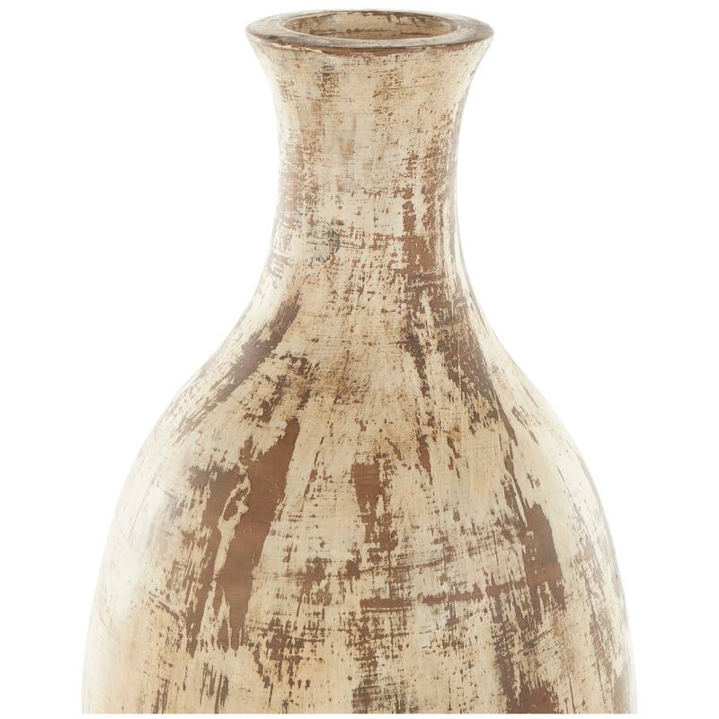 Brown Ceramic Antique Style Distressed Decorative Vase