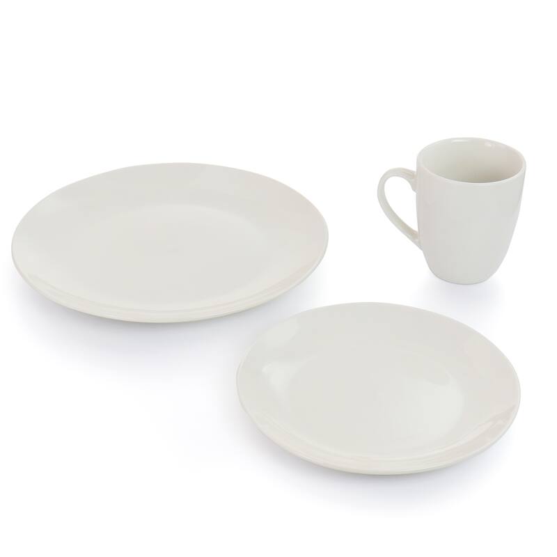 Porcelain Dinnerware 32 Piece Set with 2 Serving Bowls in Daisy