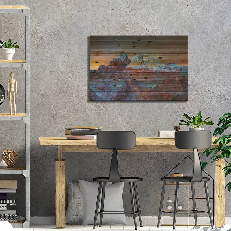 Deep Twilight At White Pocket Arizona Print On Wood by OLena Art - Multi-Color