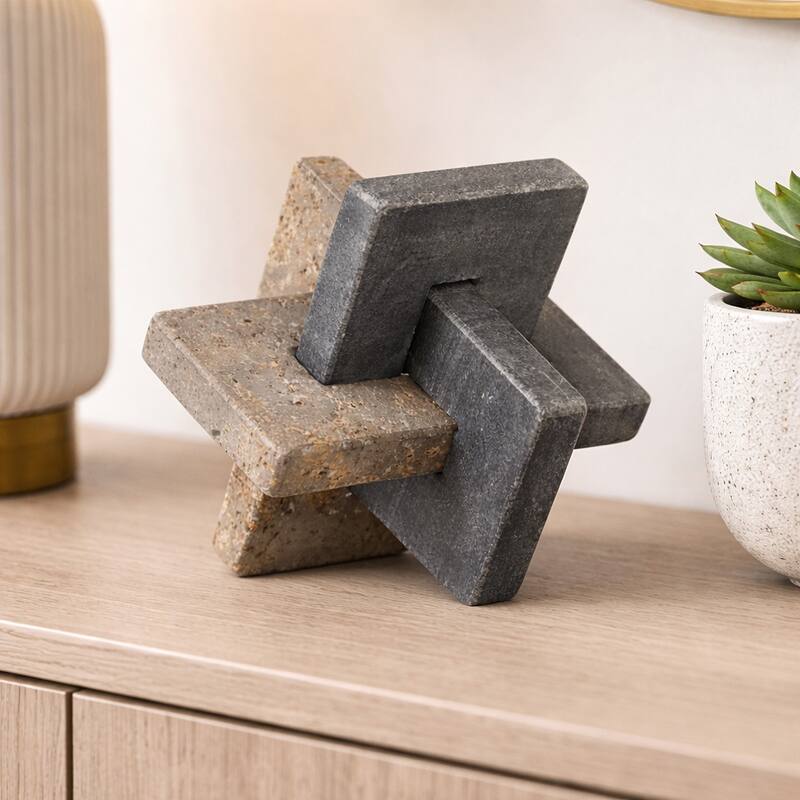 Modern Marble Travertine Knot Sculpture