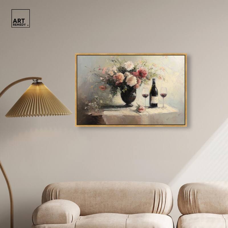 Roses and Red Wine Canvas by Art Remedy