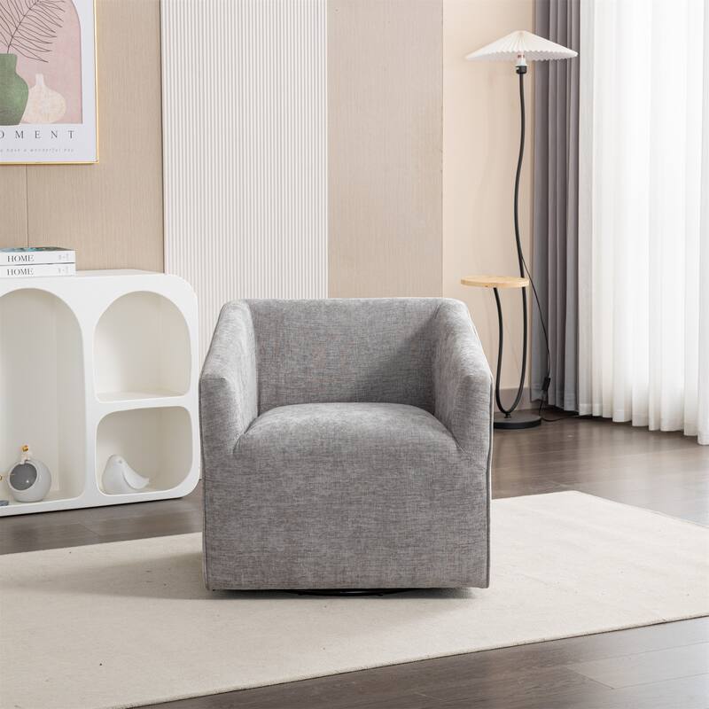Nice Modern Upholstered Barrel Armchair 360° Swivel