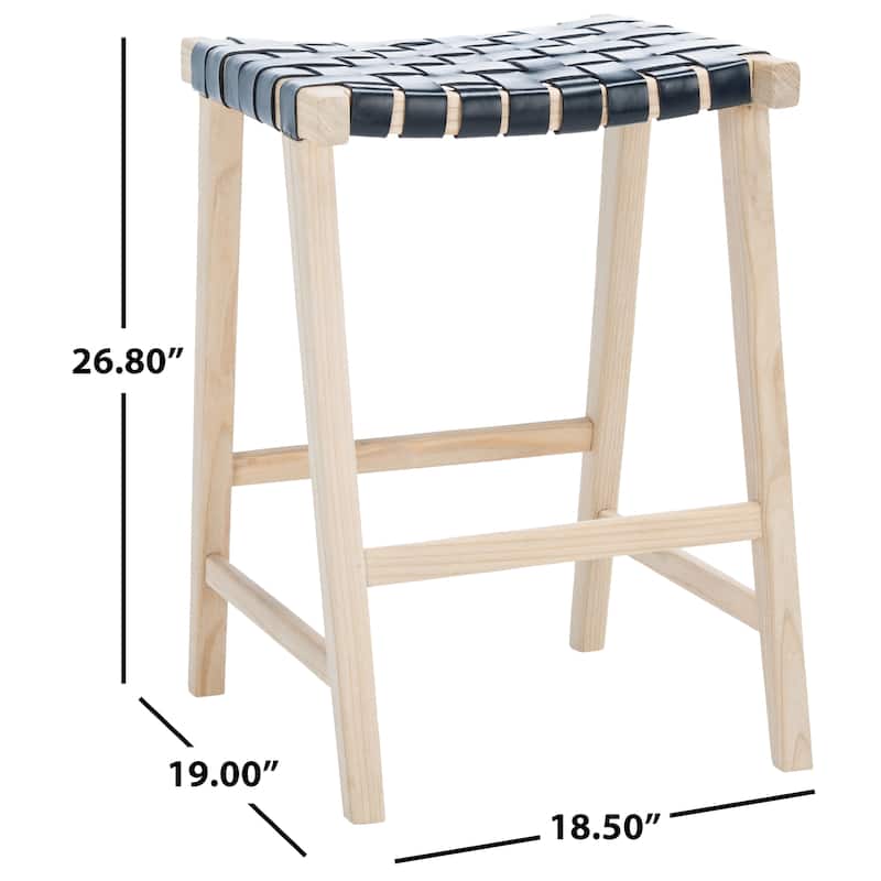 SAFAVIEH Didy 27-inch Woven Leather Rectangle Counter Stool - 19" W x 19" D x 27" H - 19Wx19Dx27H