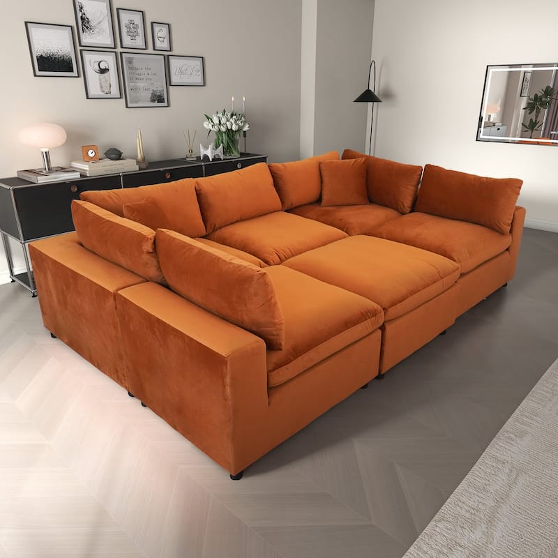GDFStudio - Hayward Velvet 6-Seater Modular Sectional Sofa