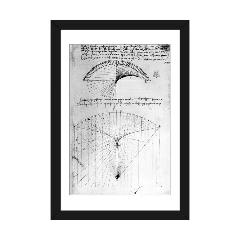 iCanvas "Studies of concave mirrors of constant and parabolic curvatures" by Leonardo da Vinci - Black - 32x24x1