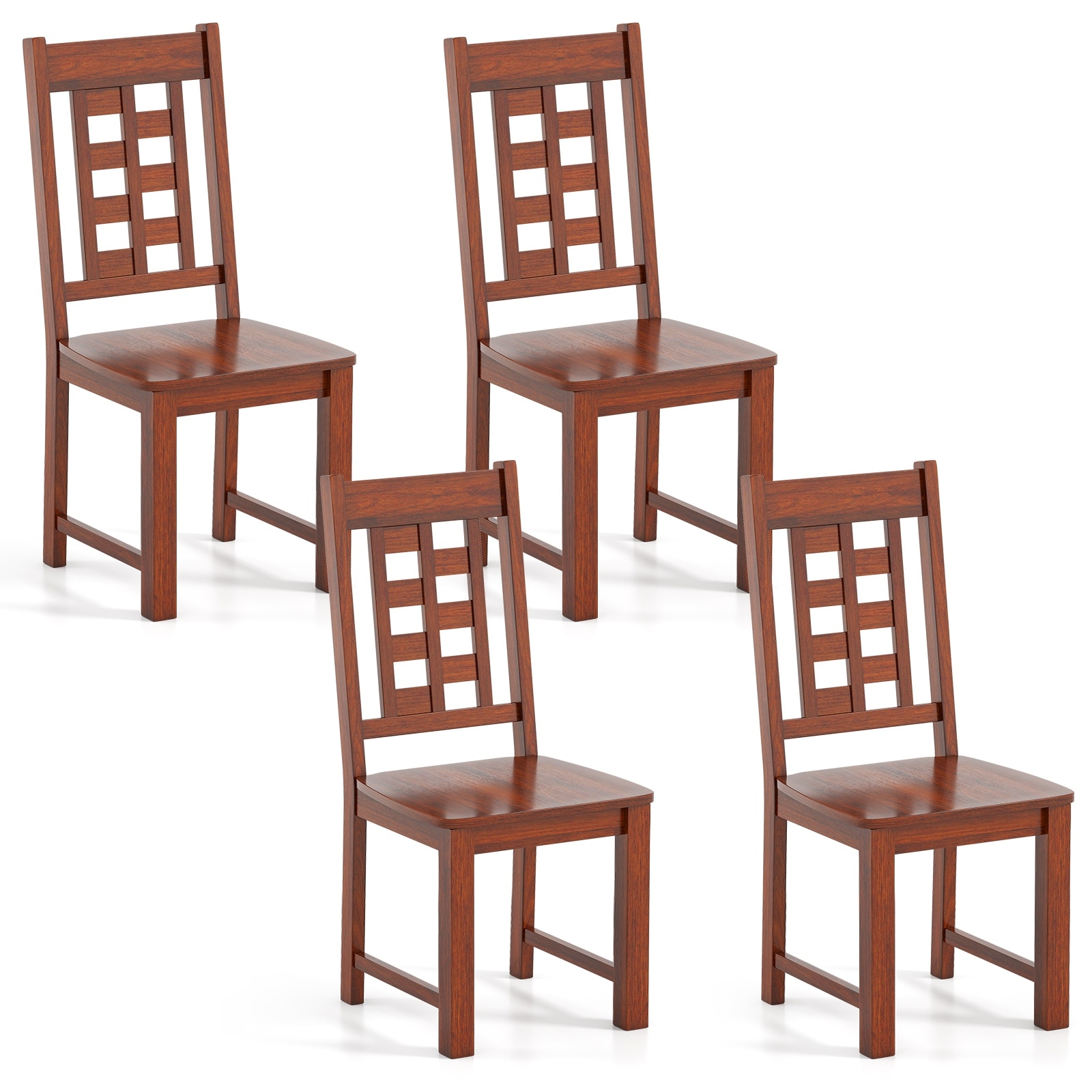 Gymax Dining Chairs Set of 4 w/Solid Rubber Wood Frame Elegant