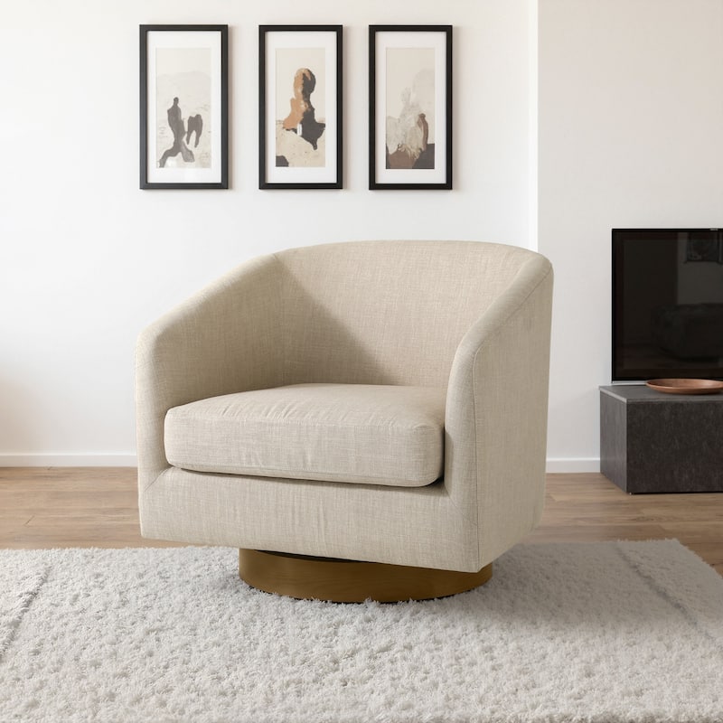 Faux Leather Wide Seat Swivel Barrel Chair