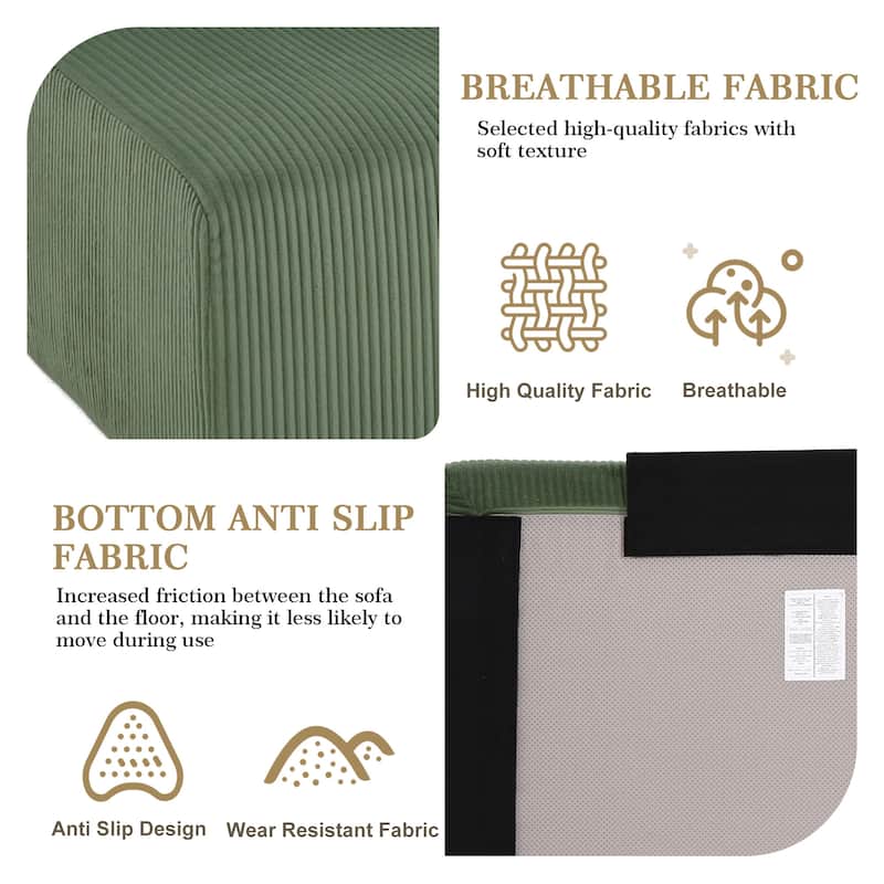 Corduroy Upholstered Modular Sectional Sofa with Ottoman