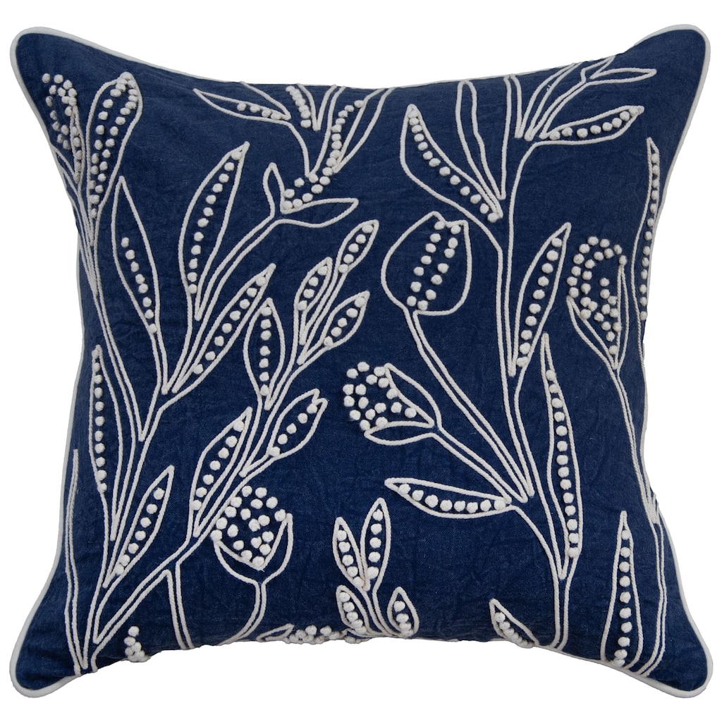 Rizzy Home Botanical Embroidered Throw Pillow