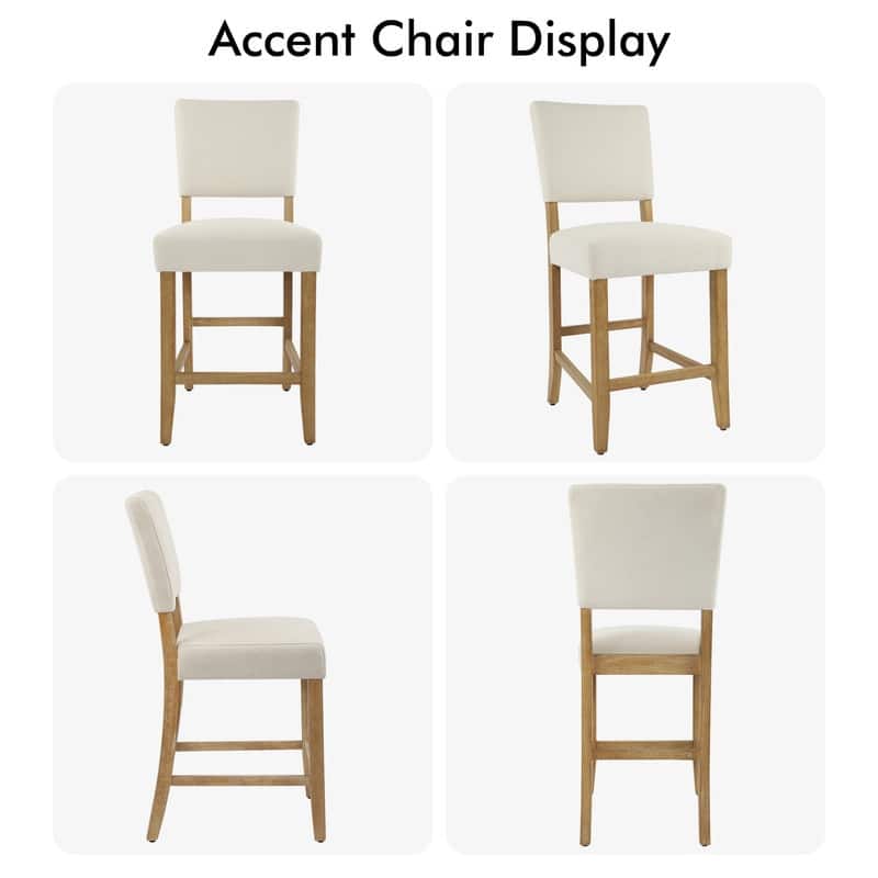 24 Inches Counter Height Bar Stools Upholstered Barstools with Brushed Legs Set of 2