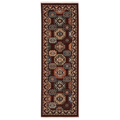 Style Haven Leander Panel Medallions Fringed Wool Blend Area Rug