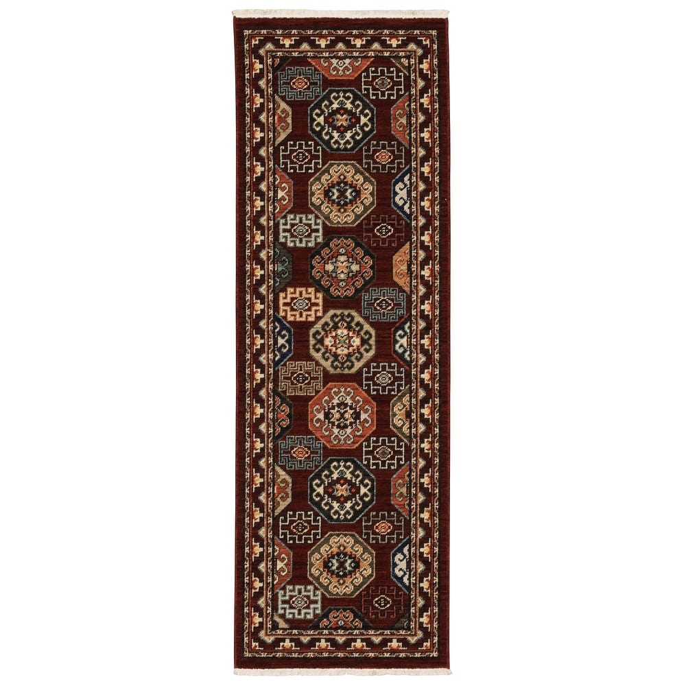 Style Haven Leander Panel Medallions Fringed Wool Blend Area Rug
