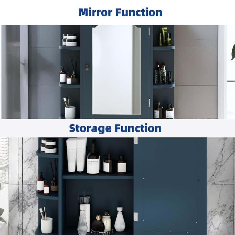 Wall Mounted Bathroom Medicine Cabinet with Mirror Door and Removable Shelf