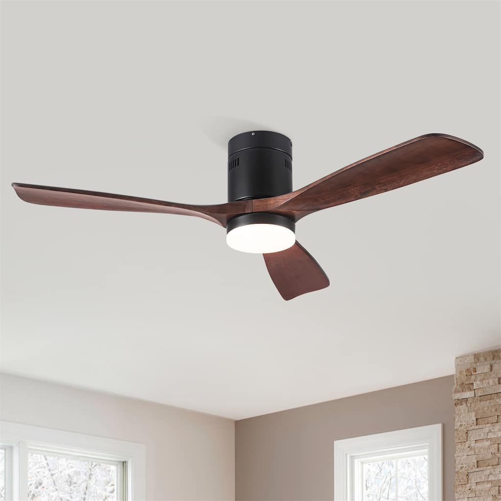 52" Intergrated LED Ceiling Fan Lighting with Solid Wood Blade