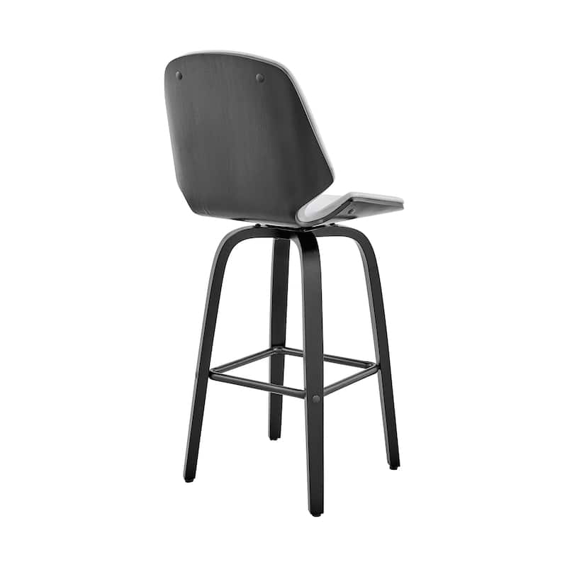 Modern 26" Swivel Bar Stool with Faux Leather Seat and Iron Legs for Kitchen Island - 40”H x 19”W x 20”D