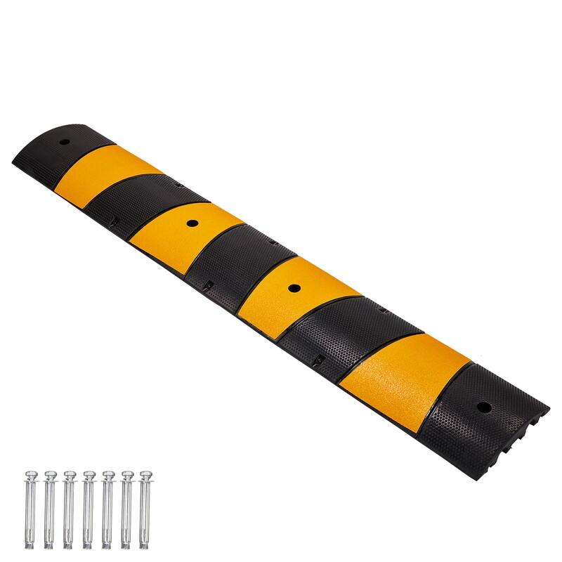 1Pcs 6 ft. Rubber Speed Bump 2-Channel Garage Speed Bump - N/A