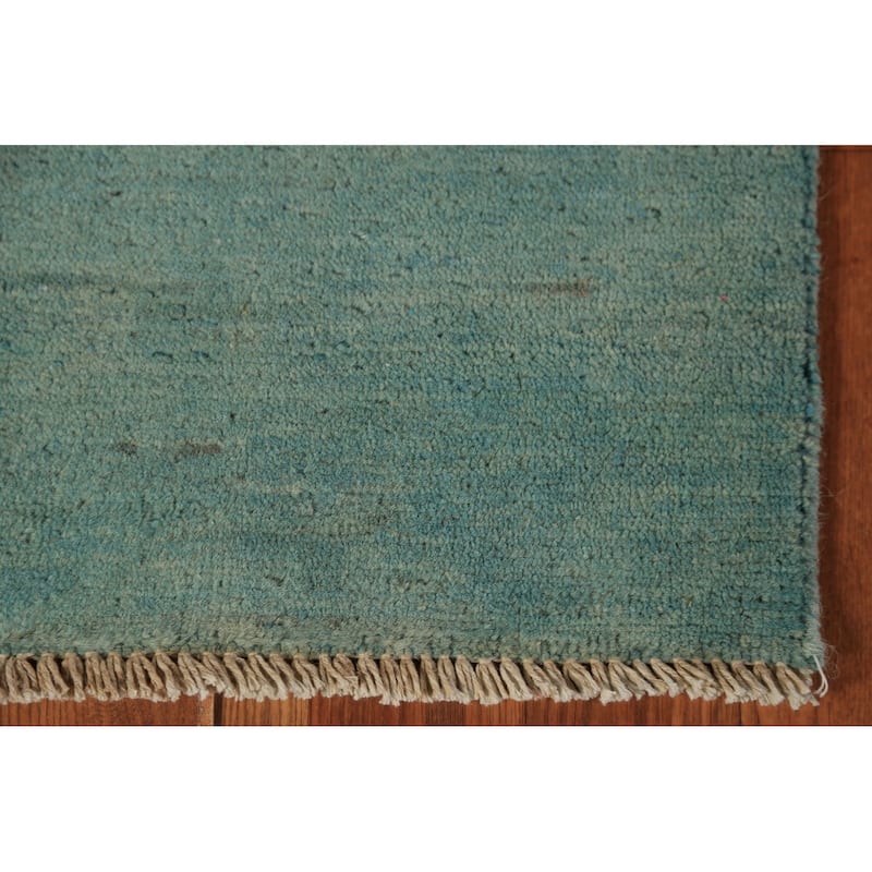 Aqua Blue Gabbeh Modern Rug Handmade Accent Wool Carpet - 2'8" x 4'1"